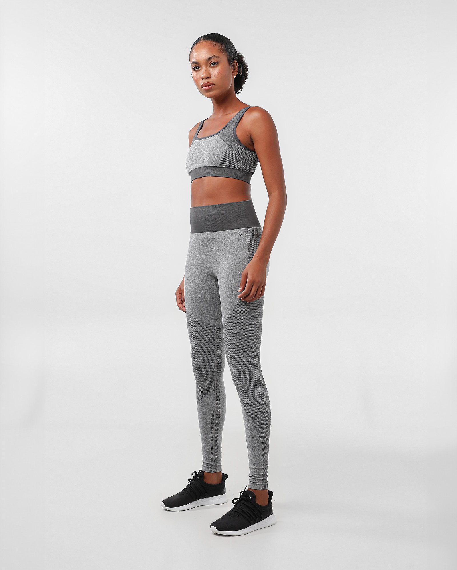 Calça legging de treino poliamida sem costura - Cinza | Body Work