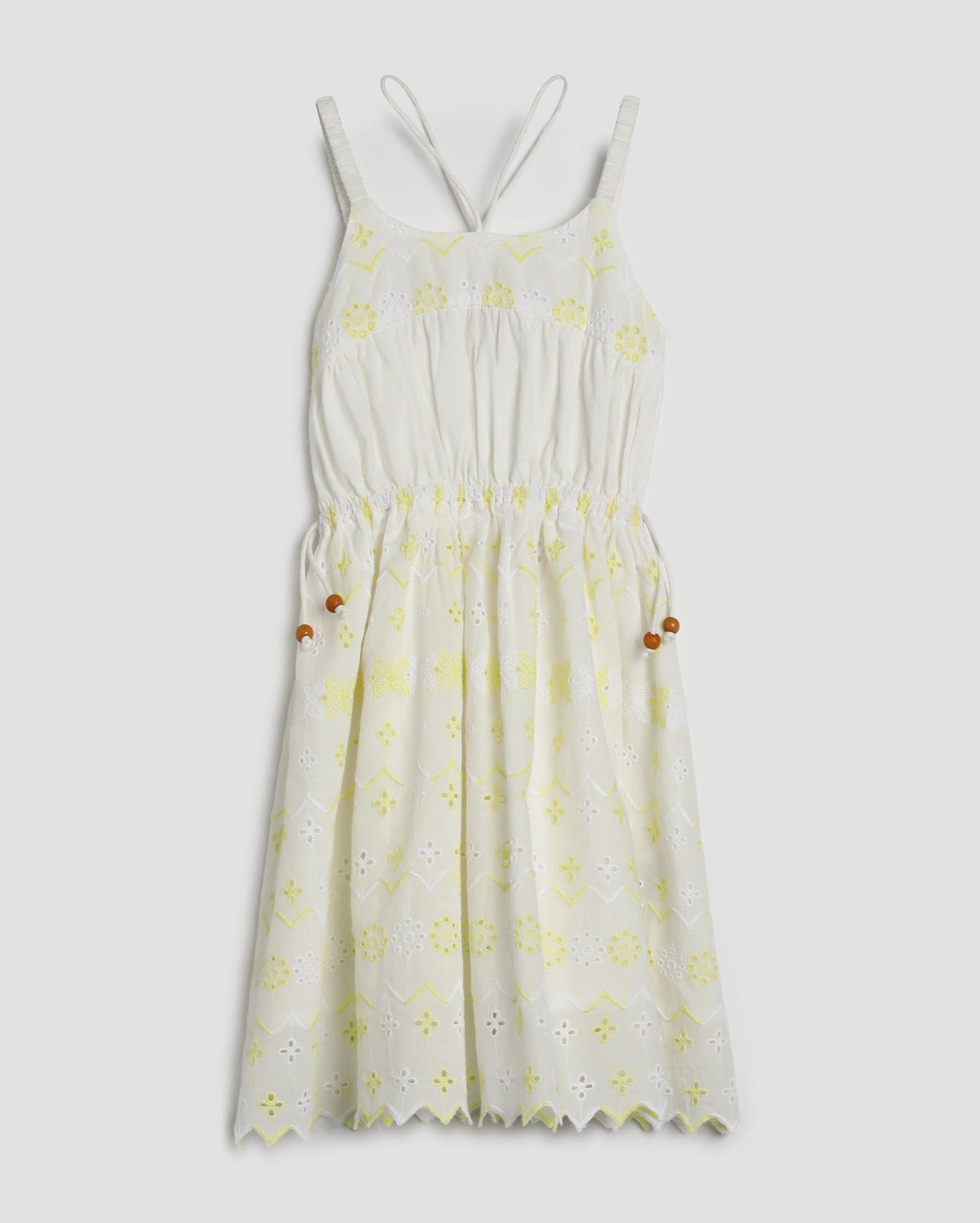 Vestido infantil evasê com cordão laise 4-10A branco