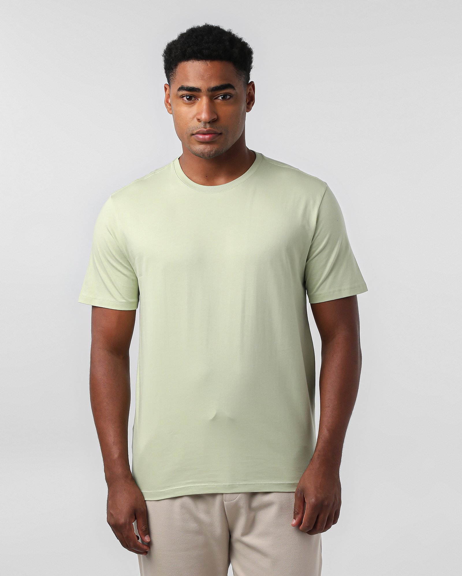 Camiseta masculina Essencial Regular - Verde Claro Mescla