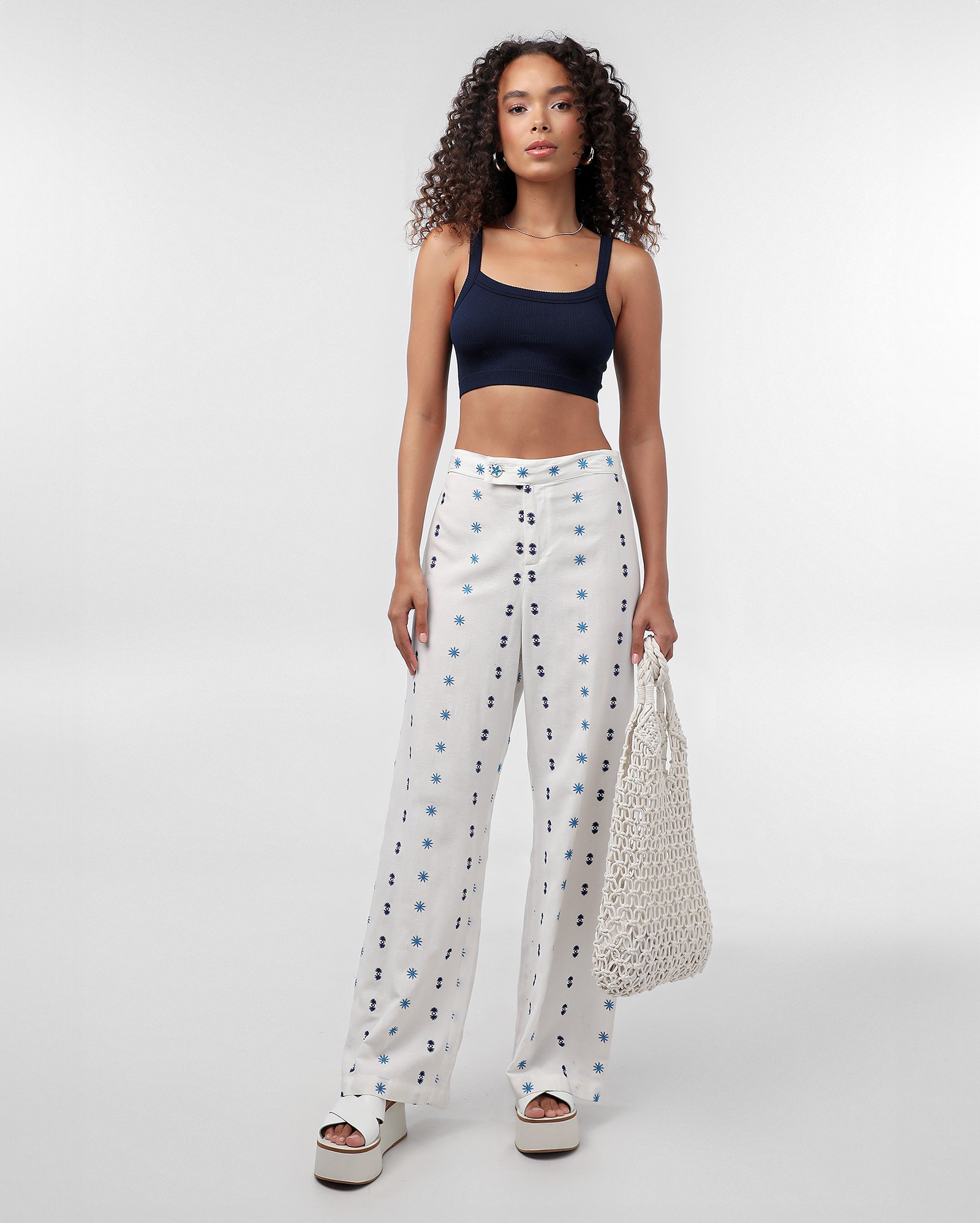 Regata cropped canelada sem costura azul | Pool Basics