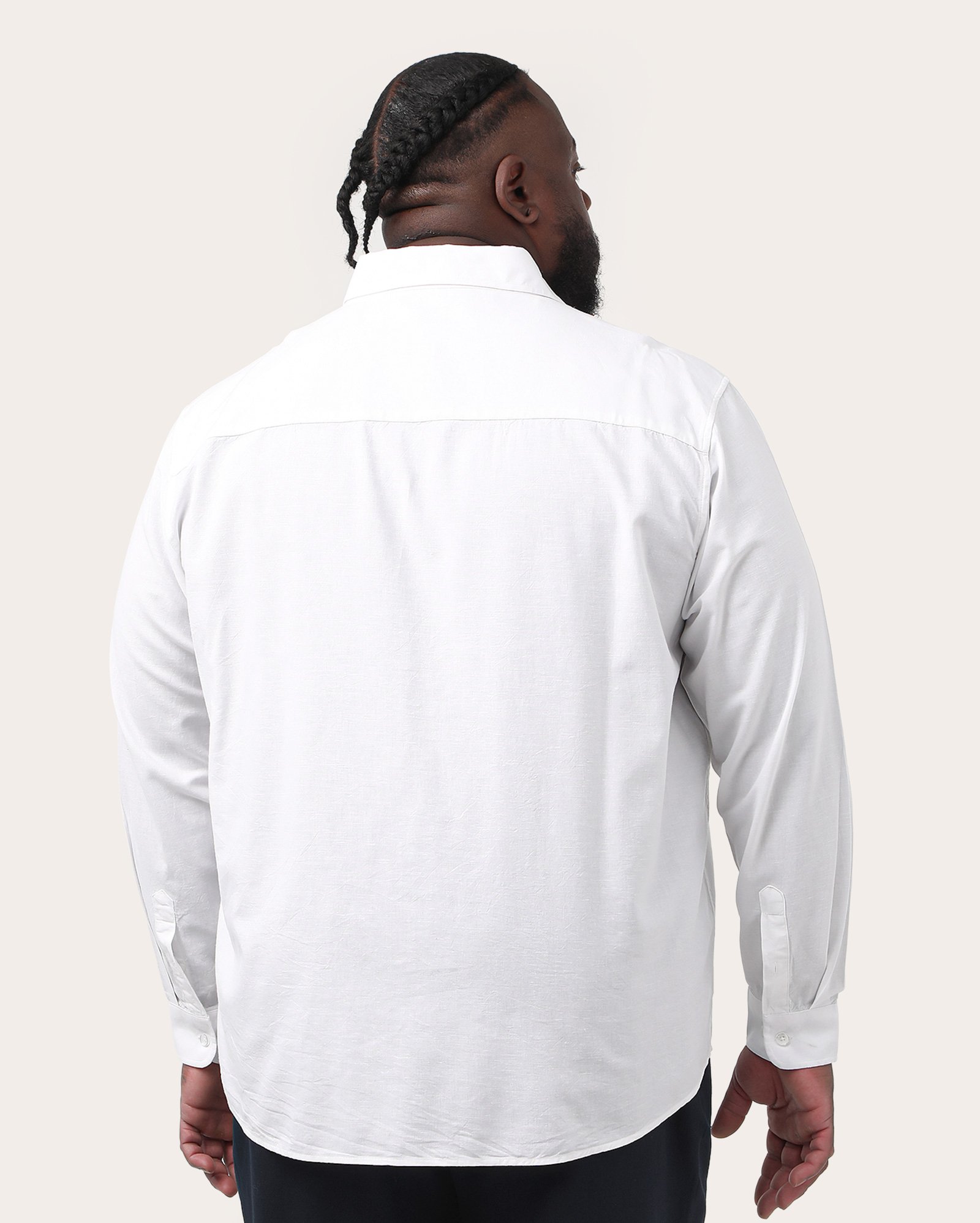Camisa plus size masculina em viscolinho - Branco