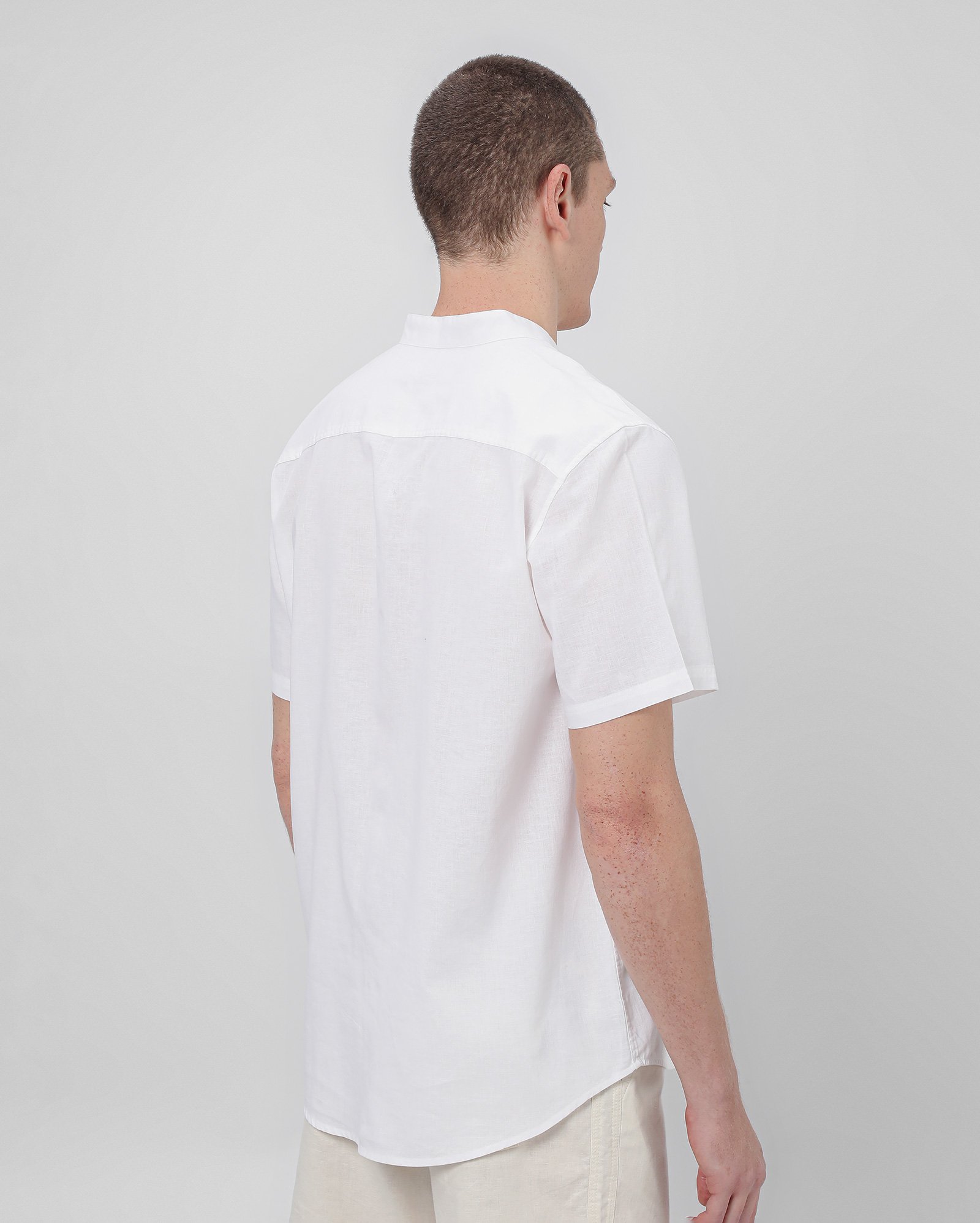 Camisa masculina regular com linho - Branco