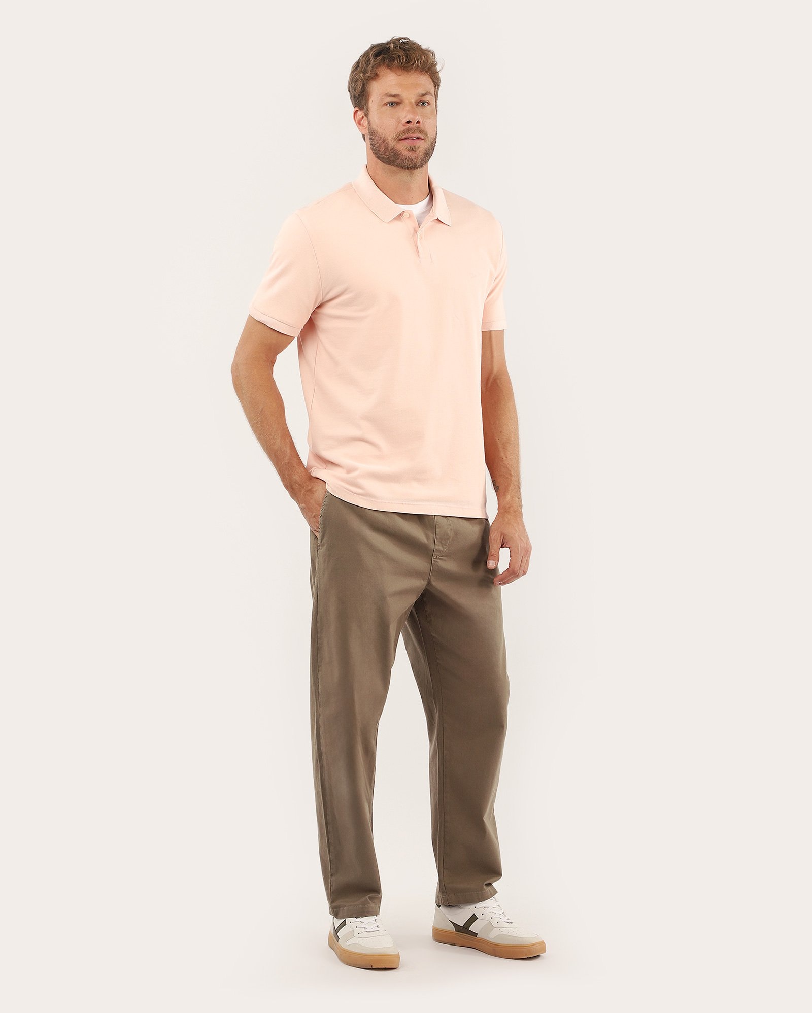 Camisa polo masculina Pool Legacy regular piquet - Rosa Claro