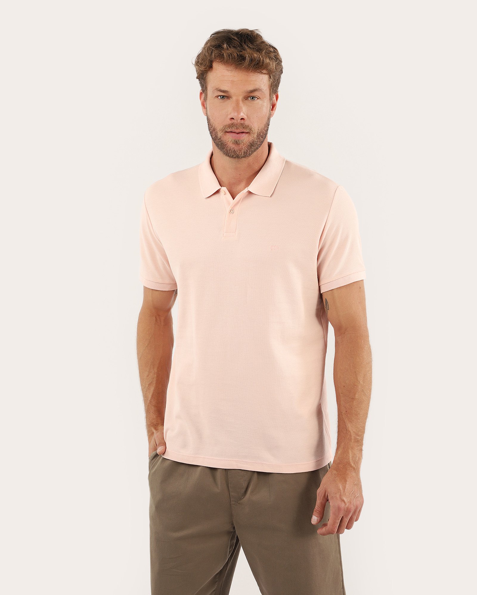 Camisa polo masculina Pool Legacy regular piquet - Rosa Claro