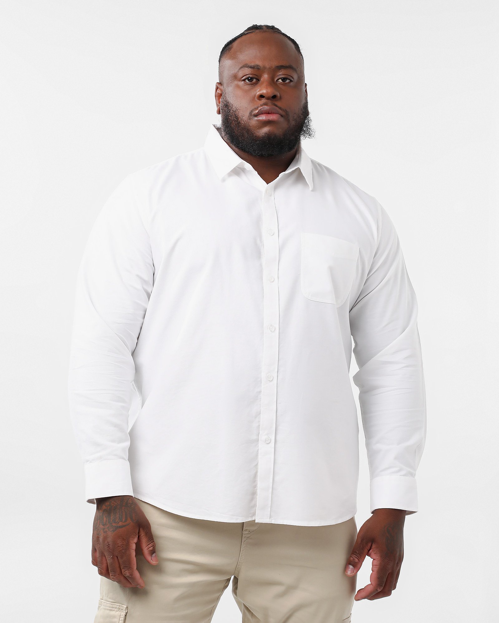 Riachuelo | Camisa plus size masculina manga longa bolso - Branco