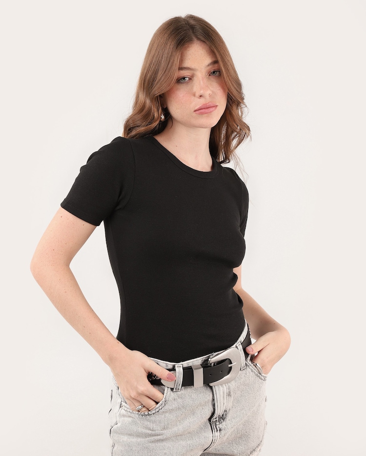 Ribana Canelada CalÃ§a Ribana Preta Com Listra Branca Riachuelo