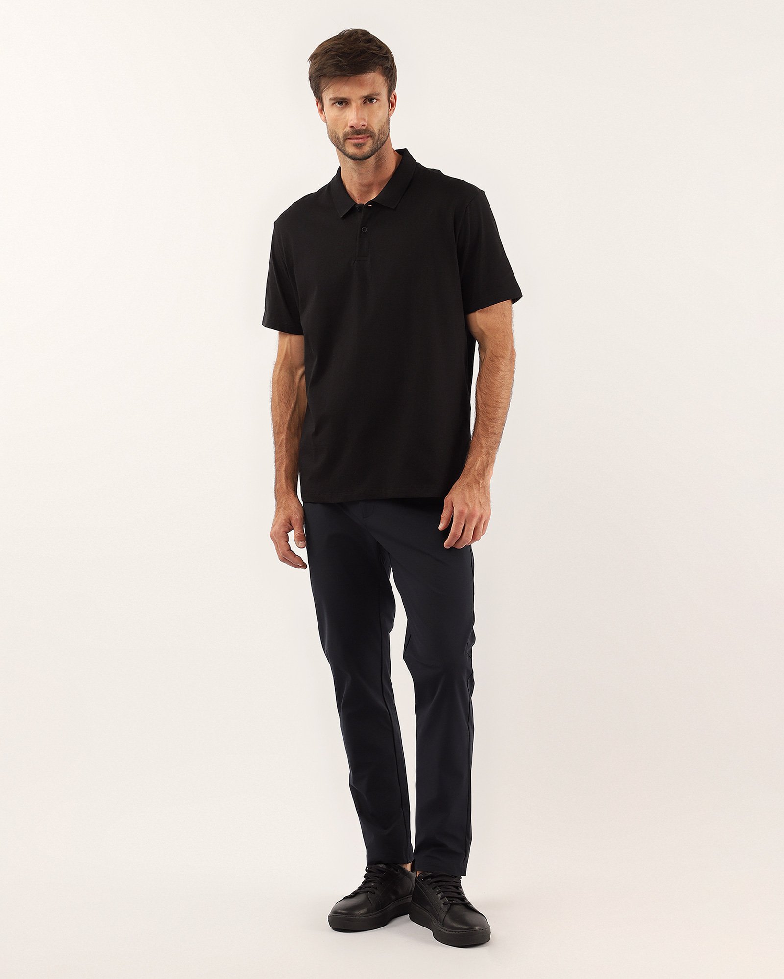 Camisa polo masculina Pool Legacy regular - Preto Mescla