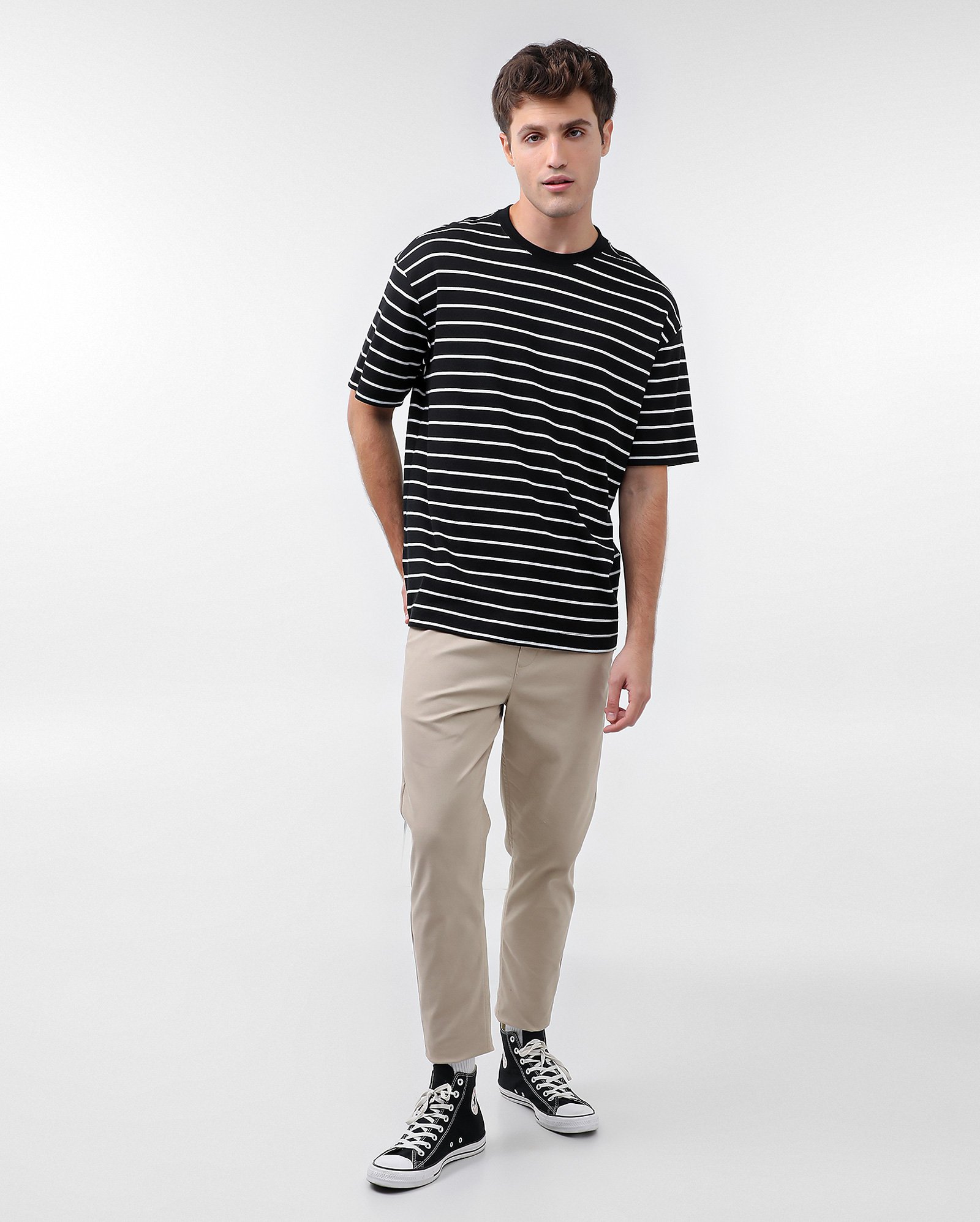 Calça sarja masculina jogger chino com amarração bege | Pool Jeans