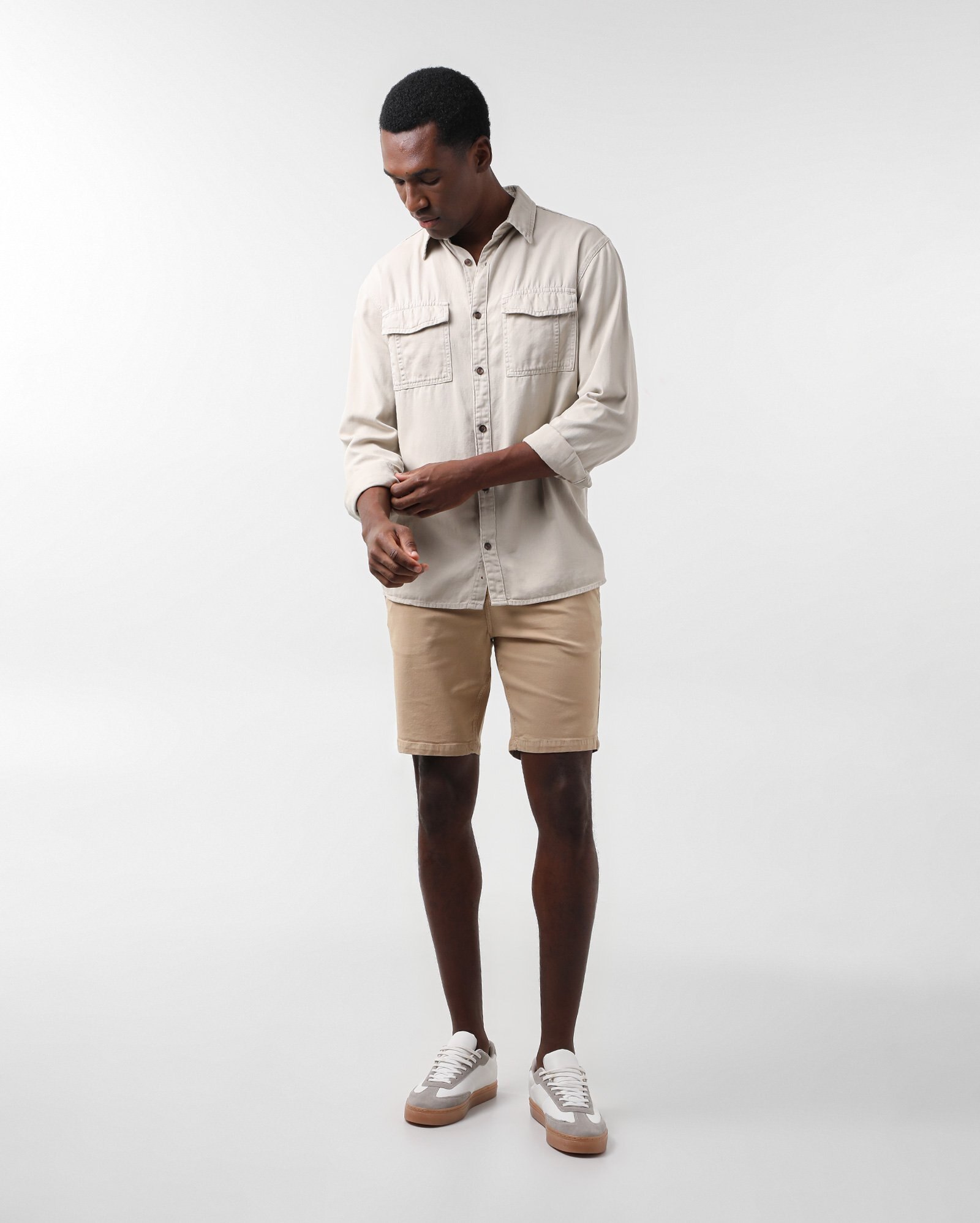 Bermuda sarja masculina chino slim - Marrom Claro | Pool Jeans