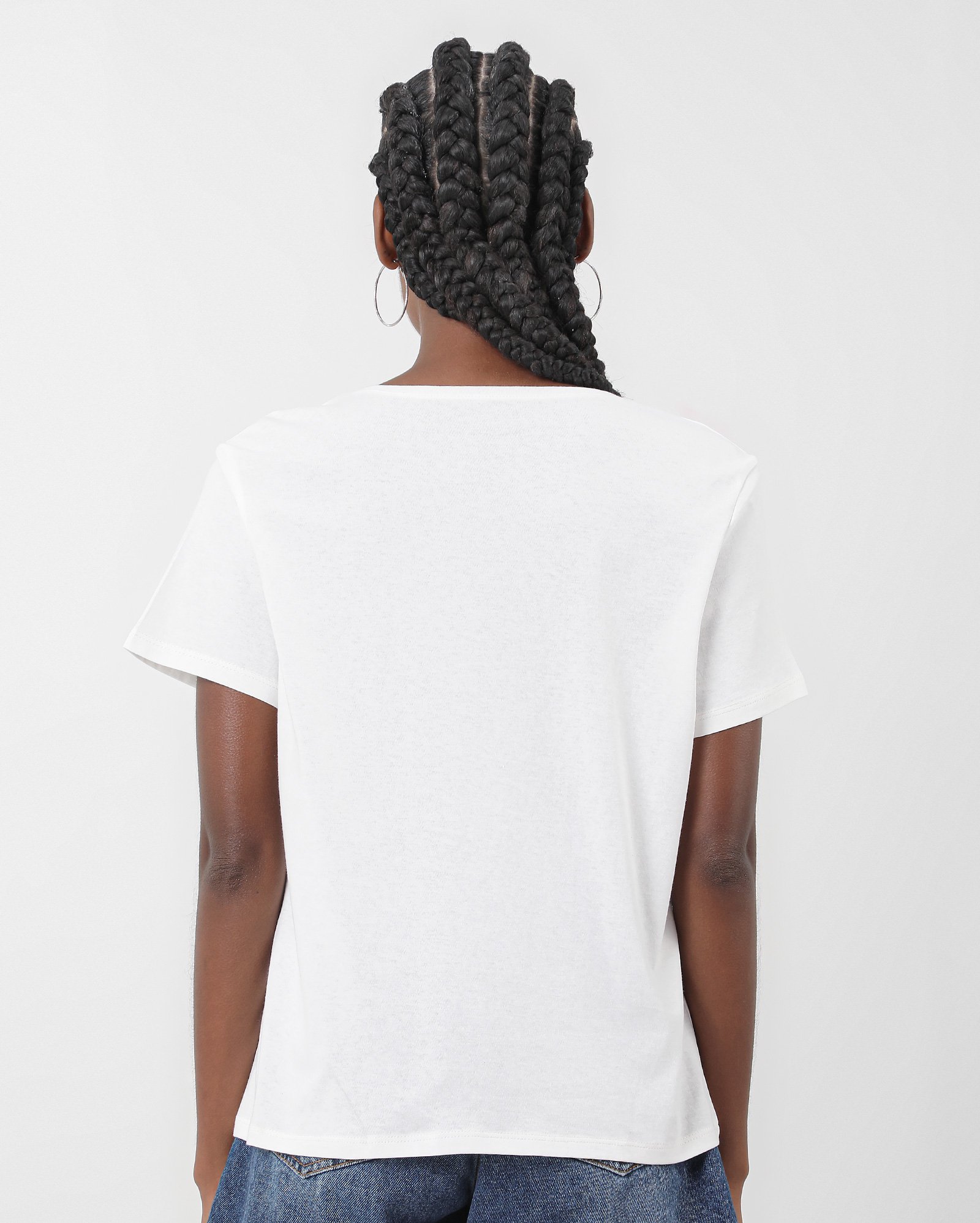 Camiseta feminina gola V lisa - Branco | Pool Basics