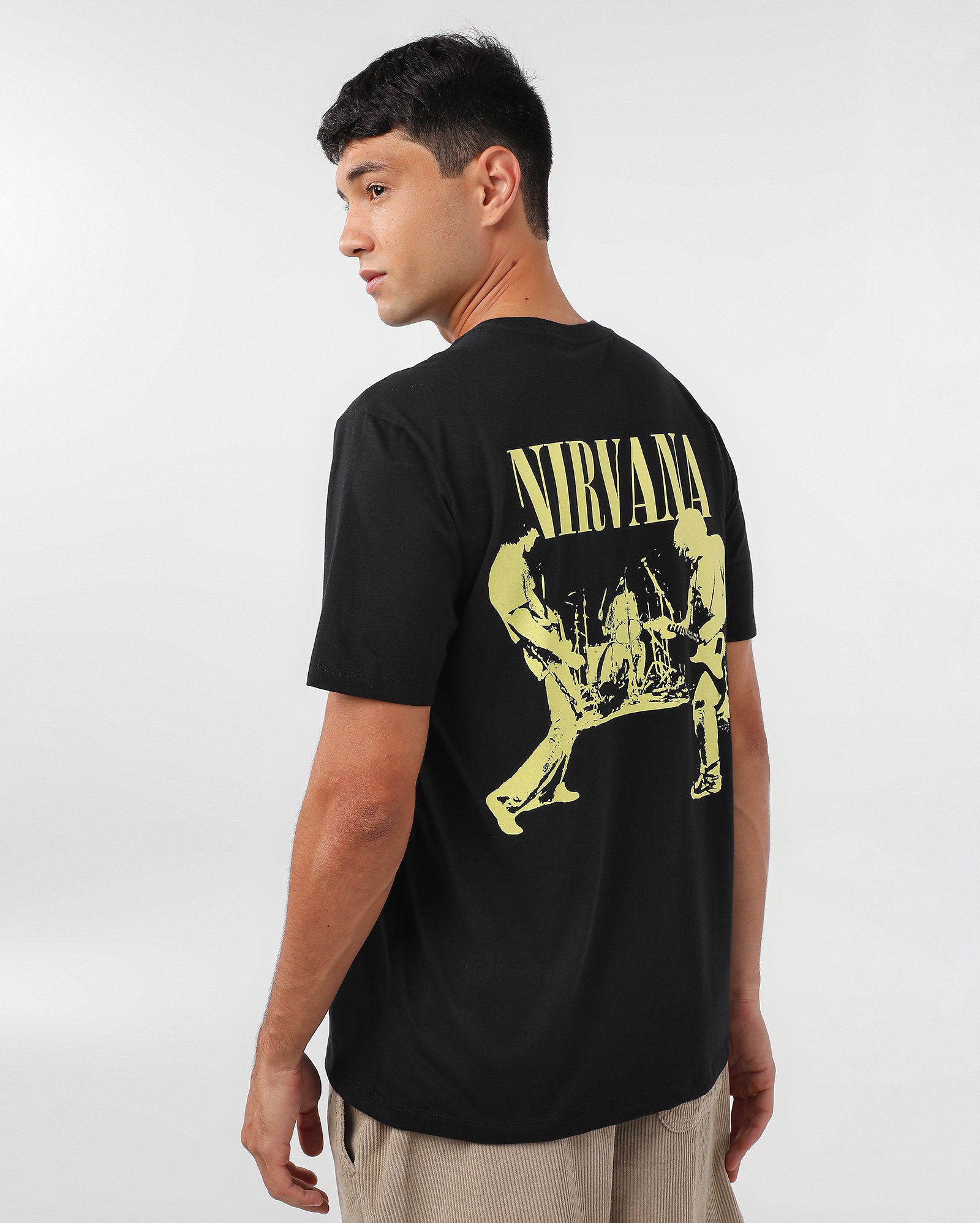 Riachuelo | Camiseta masculina manga curta rock logo preta | Nirvana