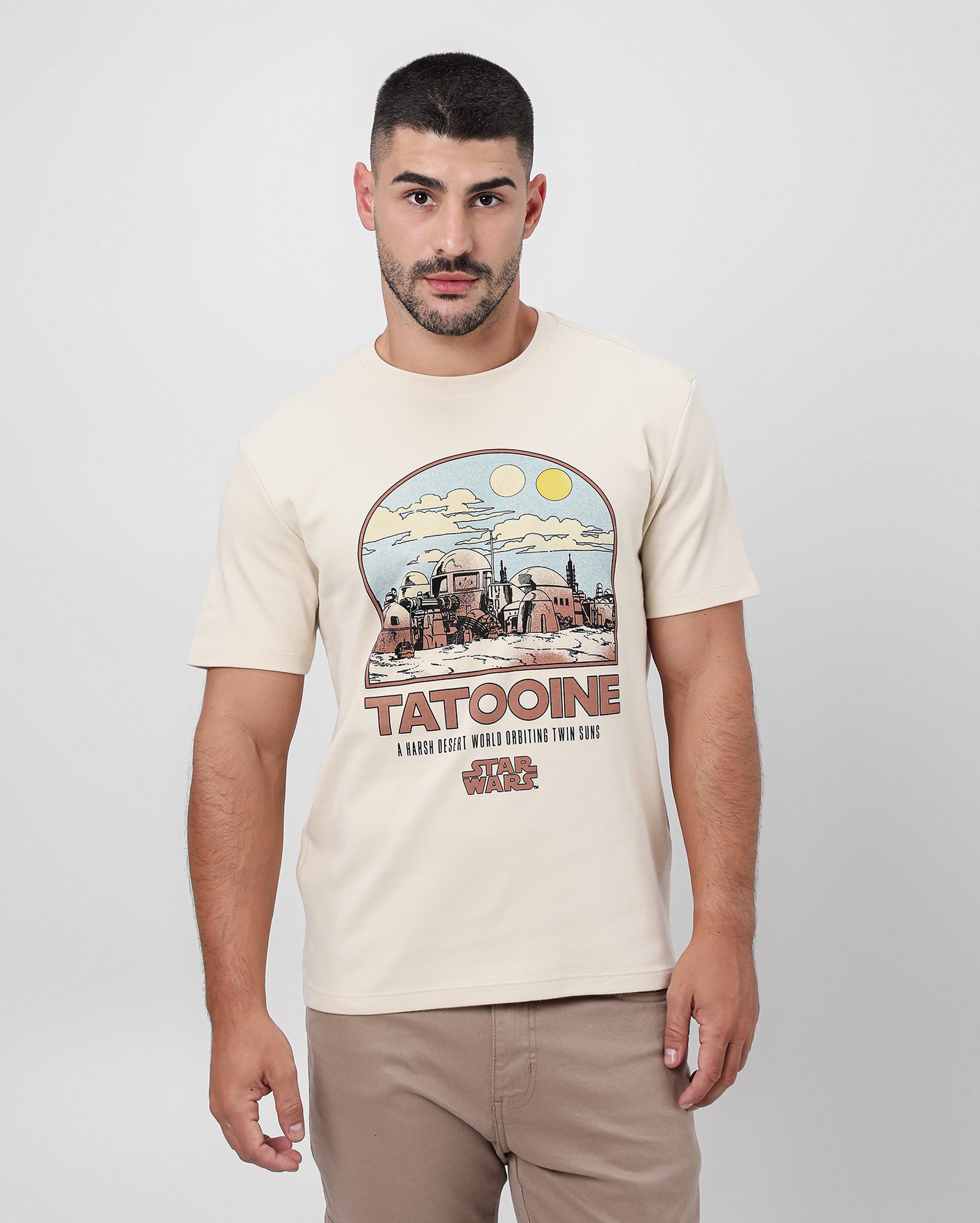 Camiseta unissex regular tatooine bege | FANLAB