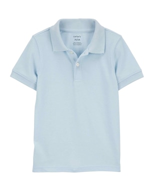 Camisa polo infantil com botões lisa azul | Carter's