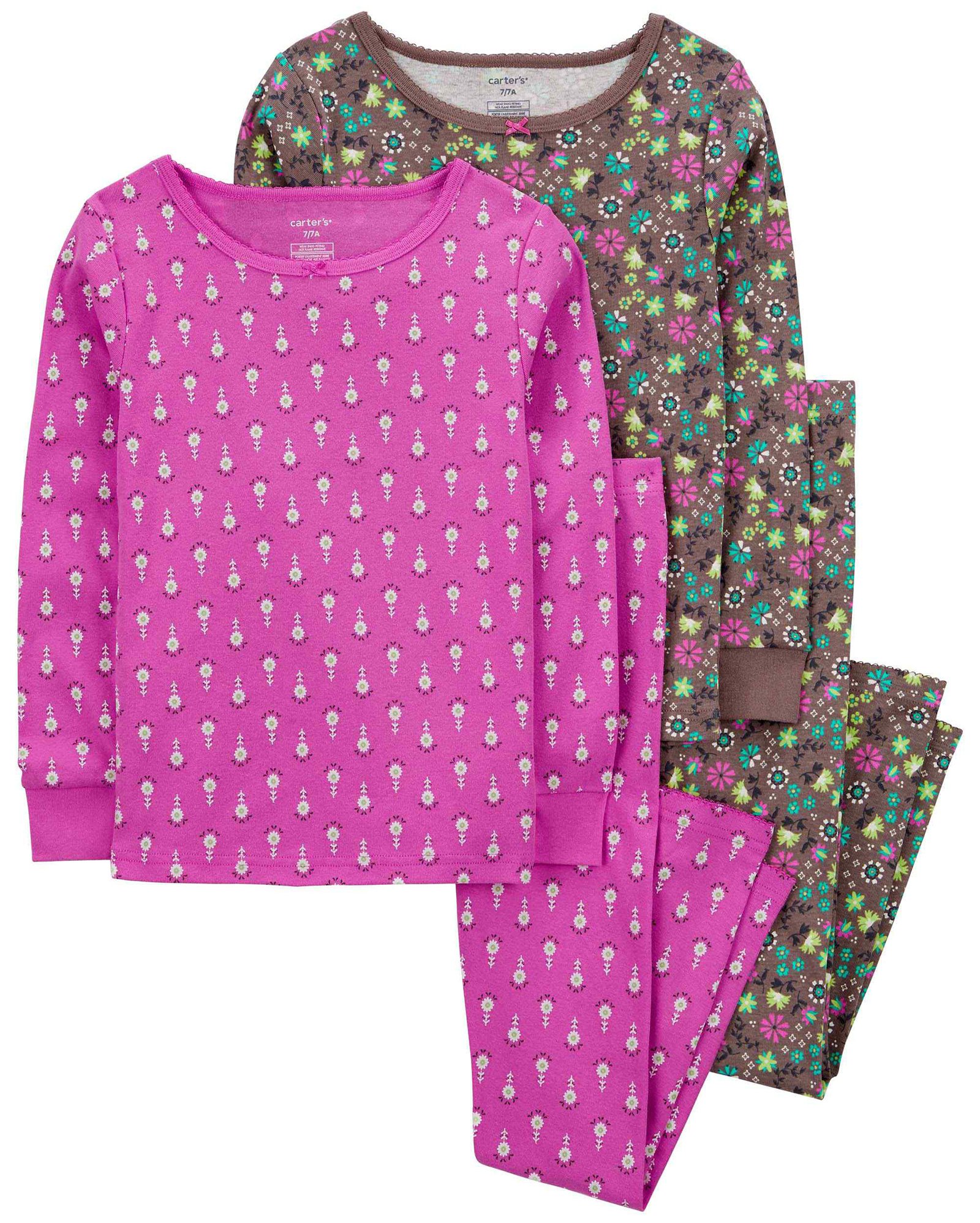 Pijama longo infantil 4 peças margaridas multicor | Carter's