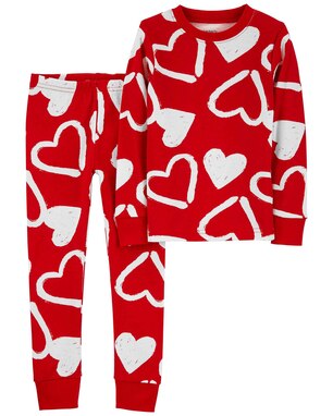 Pijama longo infantil 2 peças em fleece Valentine's Day vermelho | Carter's