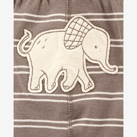 Conjunto longo bebê 3 peças elefante listrado marrom | Carter's
