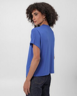 Camiseta Urban CoCo Manga Longa - Gola Rolê Justa Feminina Azul Índigo