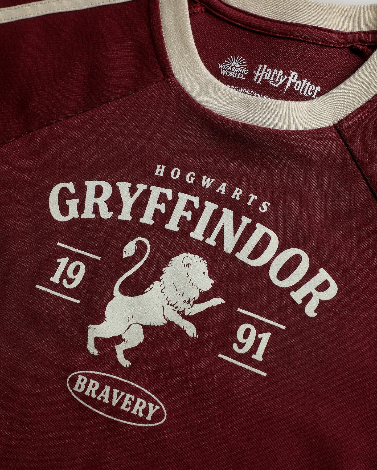 Camiseta infantil Harry Potter Grifinória com listras 4-10A vermelha | FANLAB — foto 3