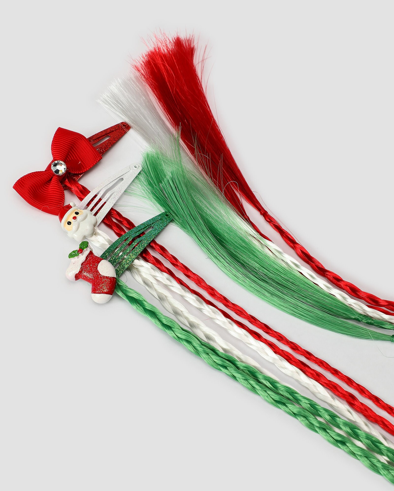 Kit presilha de cabelo infantil 6 peças natalinas com trança multicor — foto 4