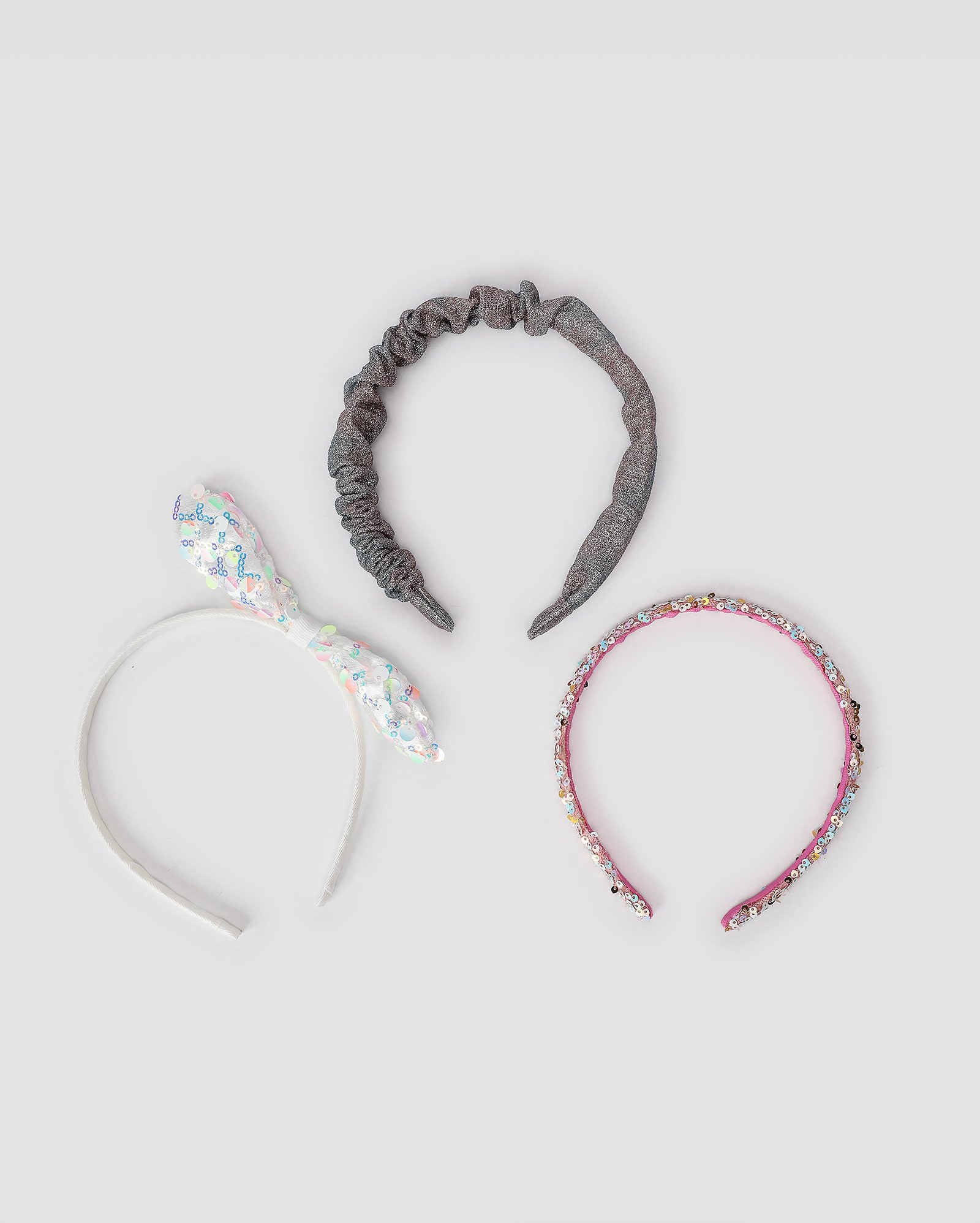 Kit tiara infantil 3 peças diversas multicor