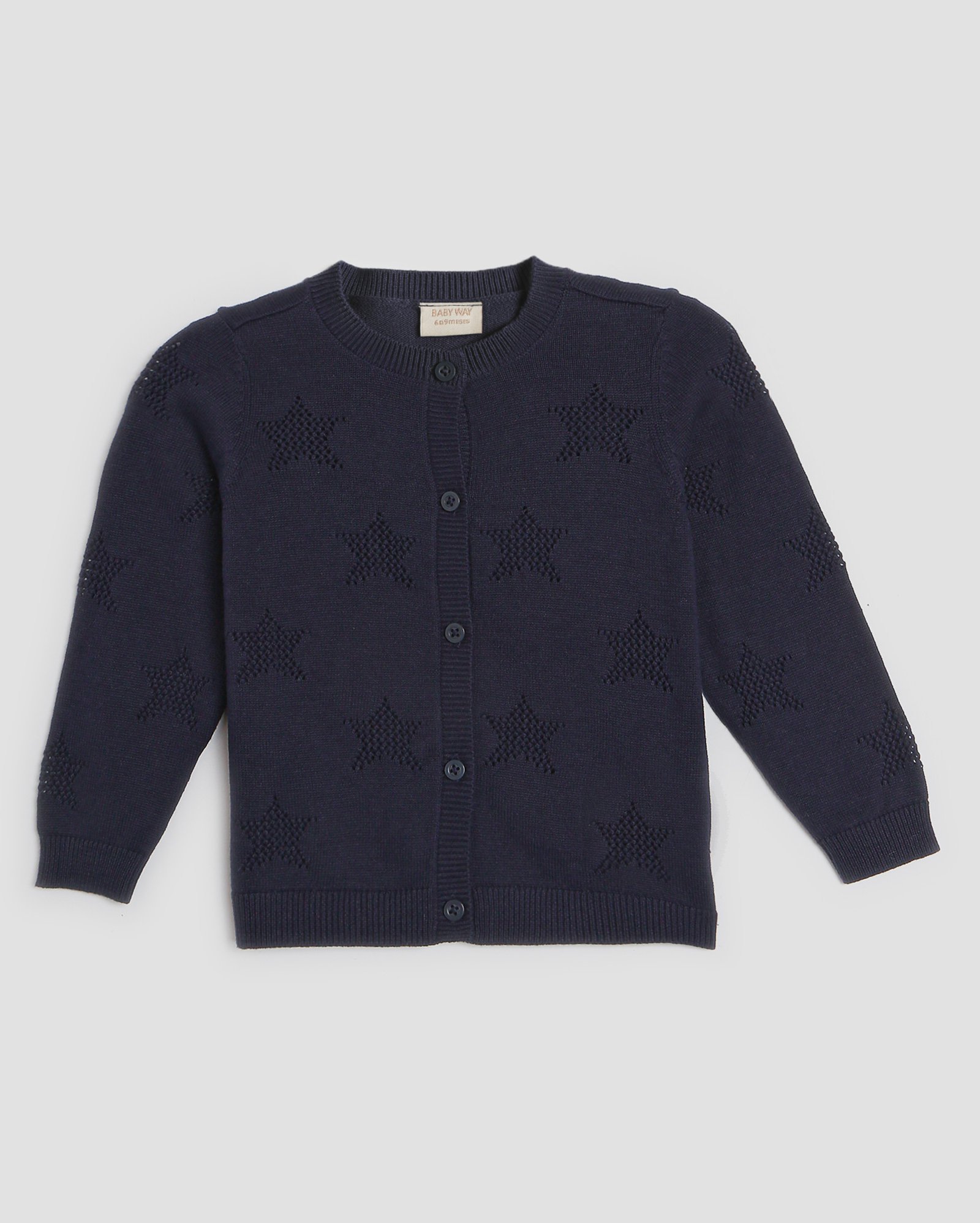 Cardigan bebê estrelas com botões azul | Baby Way by Riachuelo