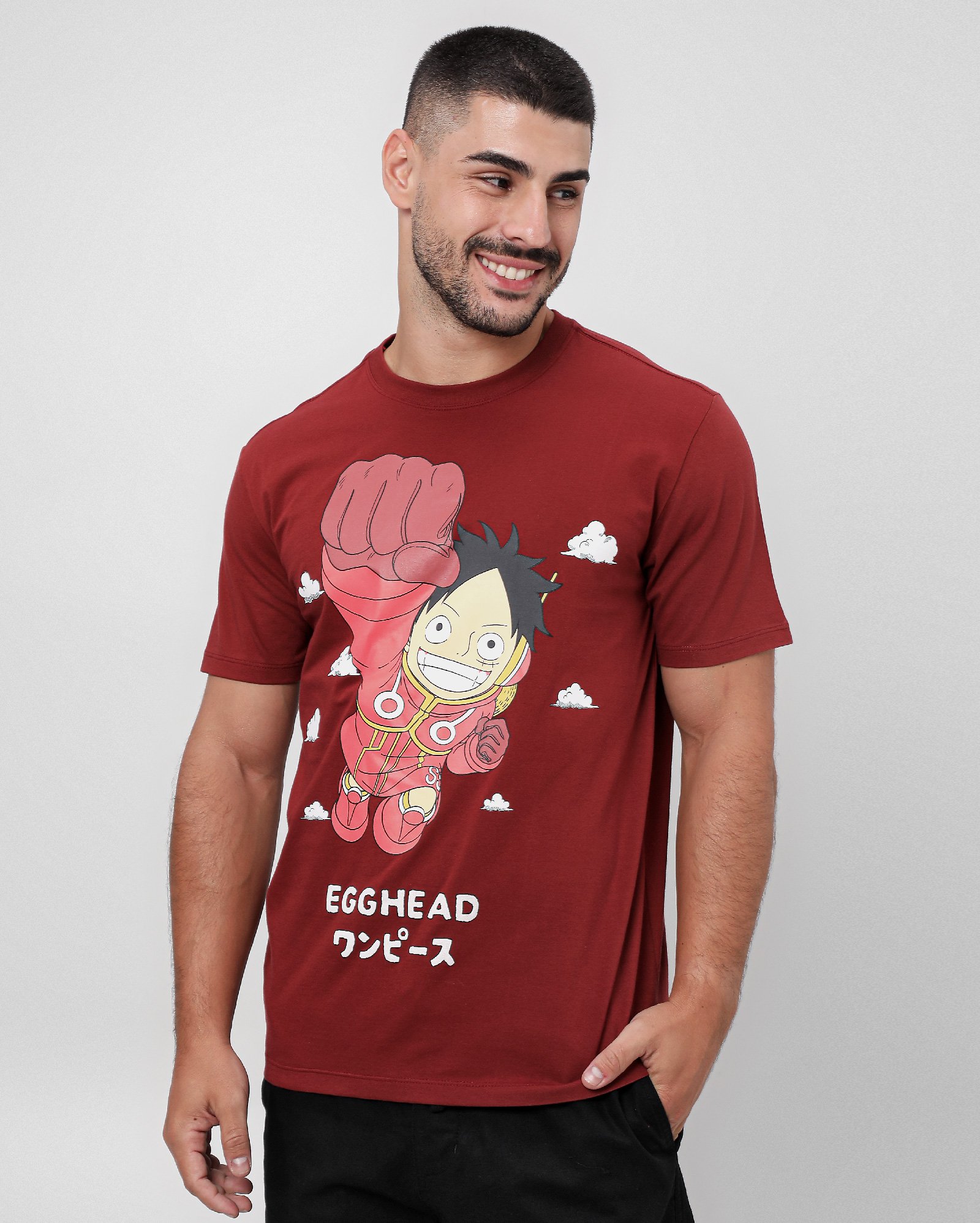 Camiseta One Piece Egghead manga curta vermelha | FANLAB