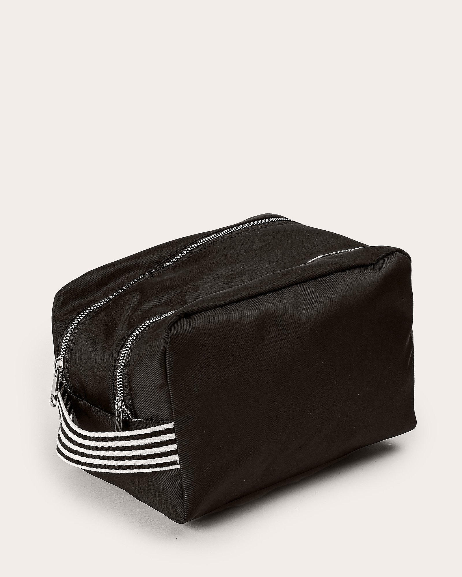 Necessaire dupla com alça de mão listras preta | Accessori by Riachuelo