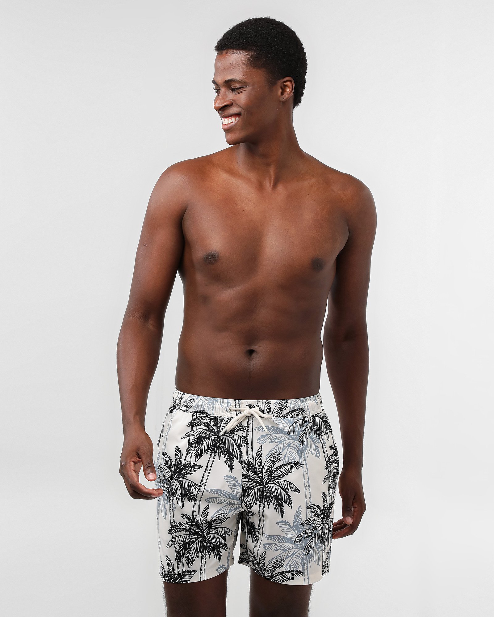 Short água masculino coqueiros com elástico branco | Pool
