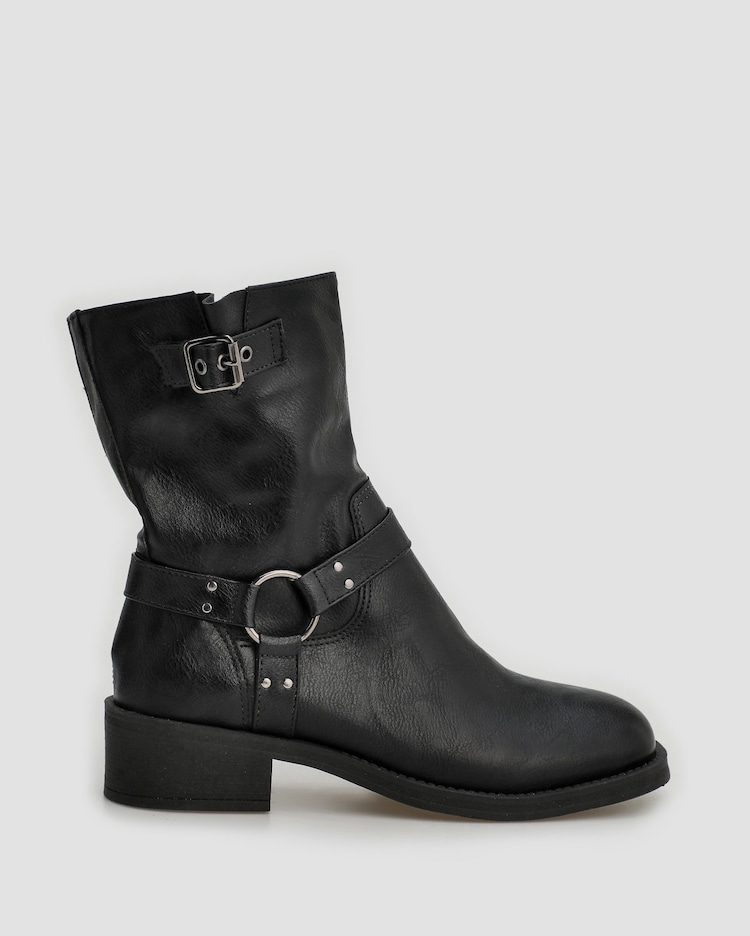 Riachuelo Bota feminina salto baixo com cano médio preta Riachuelo