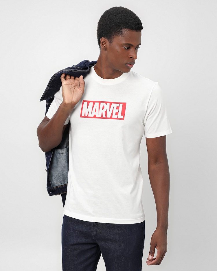 Riachuelo Camiseta masculina lettering retro branca Marvel