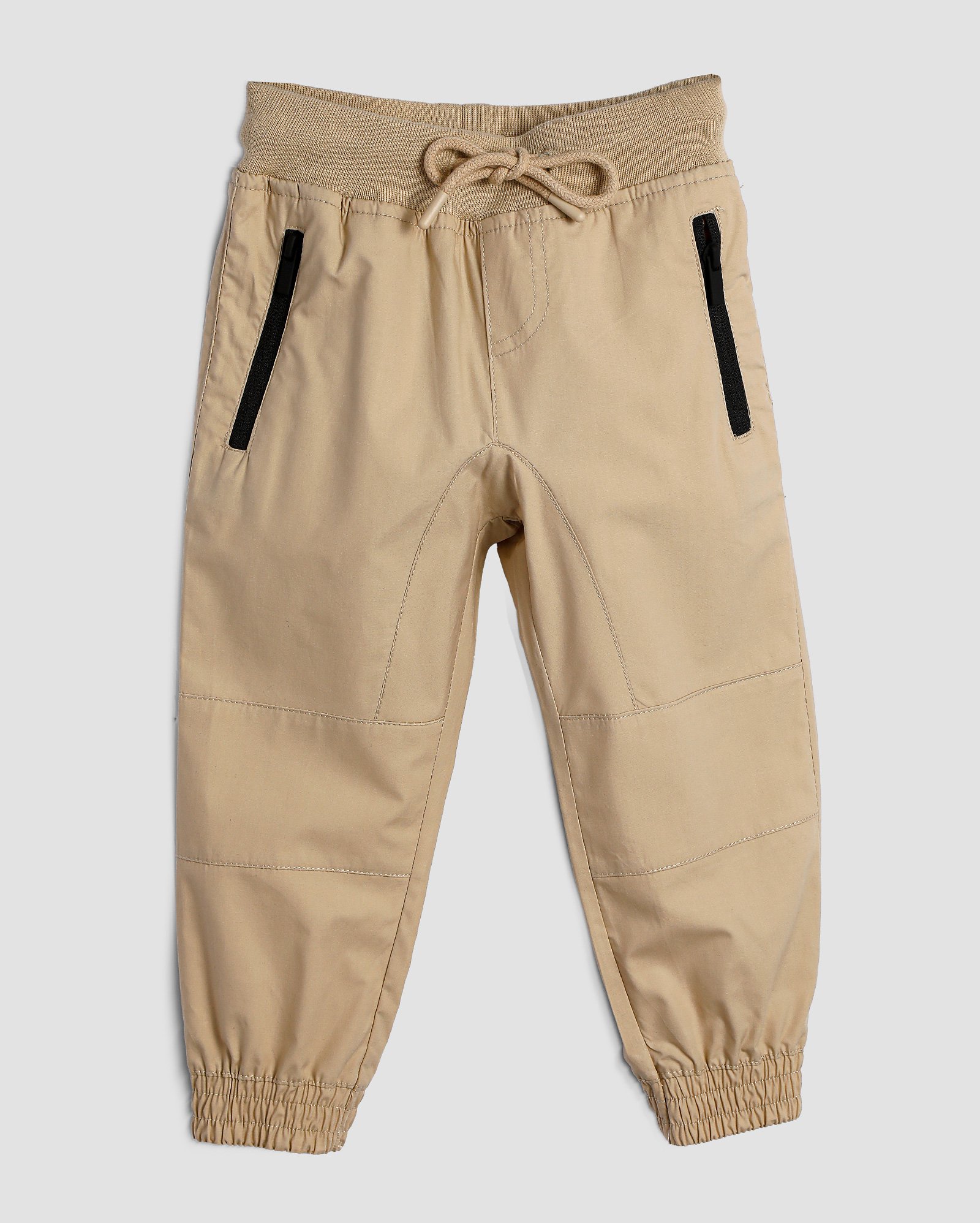 Calça sarja infantil jogger com zíper 1-4A - Bege
