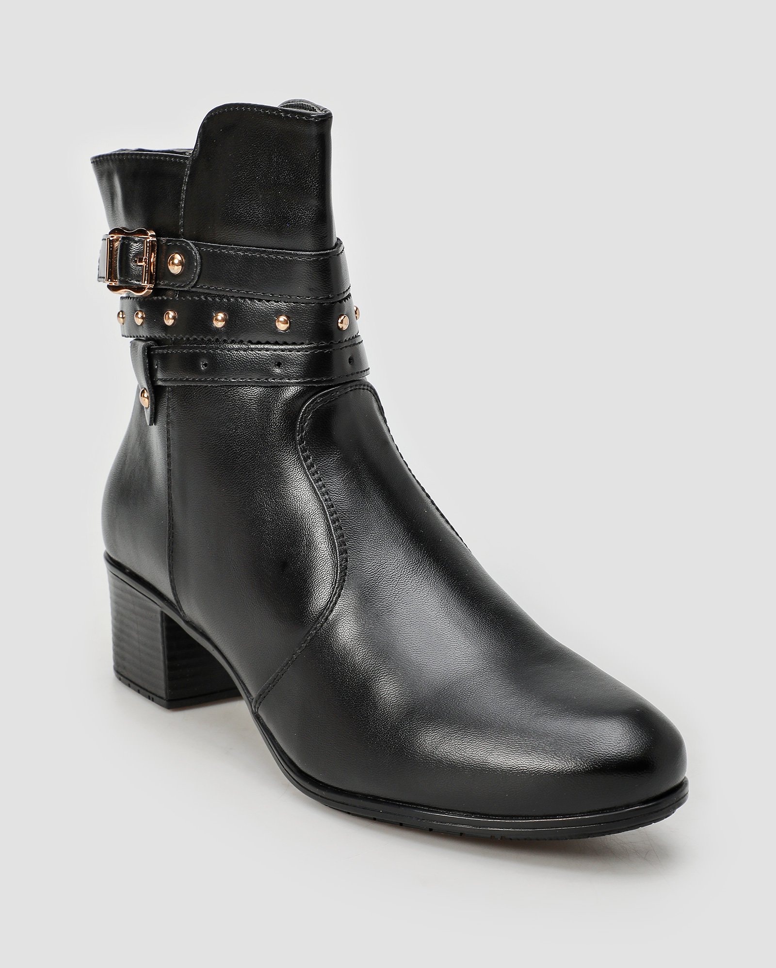 Bota feminina cano curto montaria com fivela 72301 preta | Mooncity