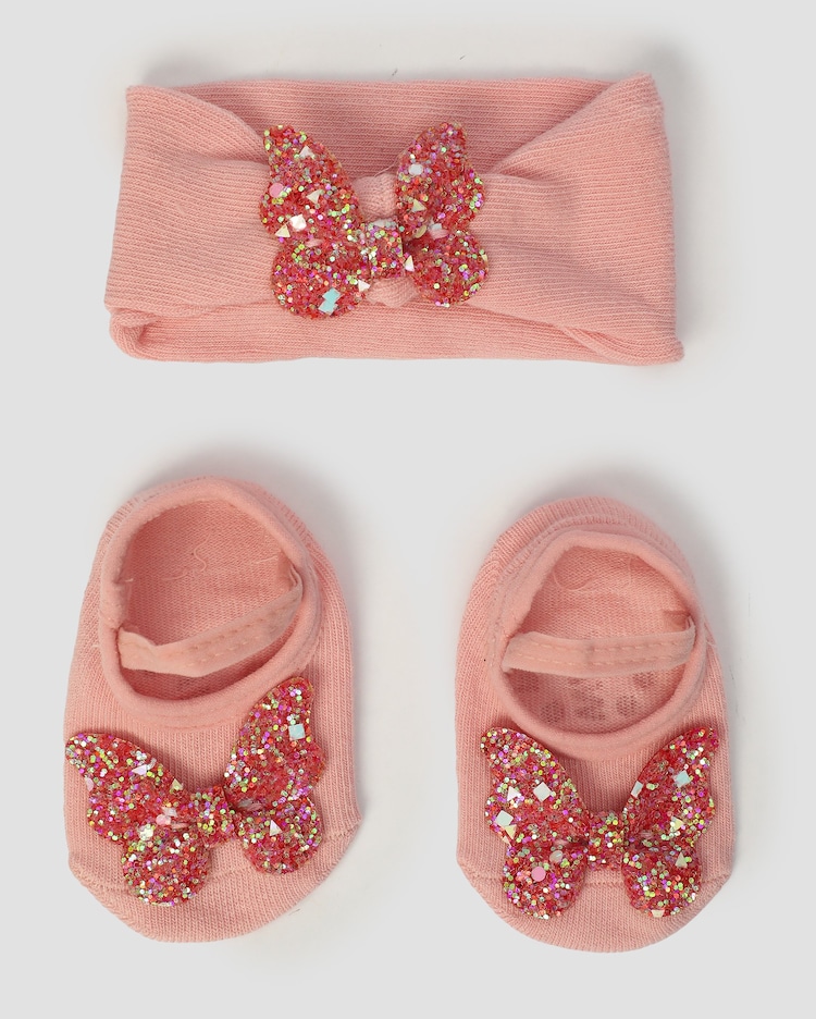 Riachuelo Meia bebê sapatilha antiderrapante borboleta com faixa