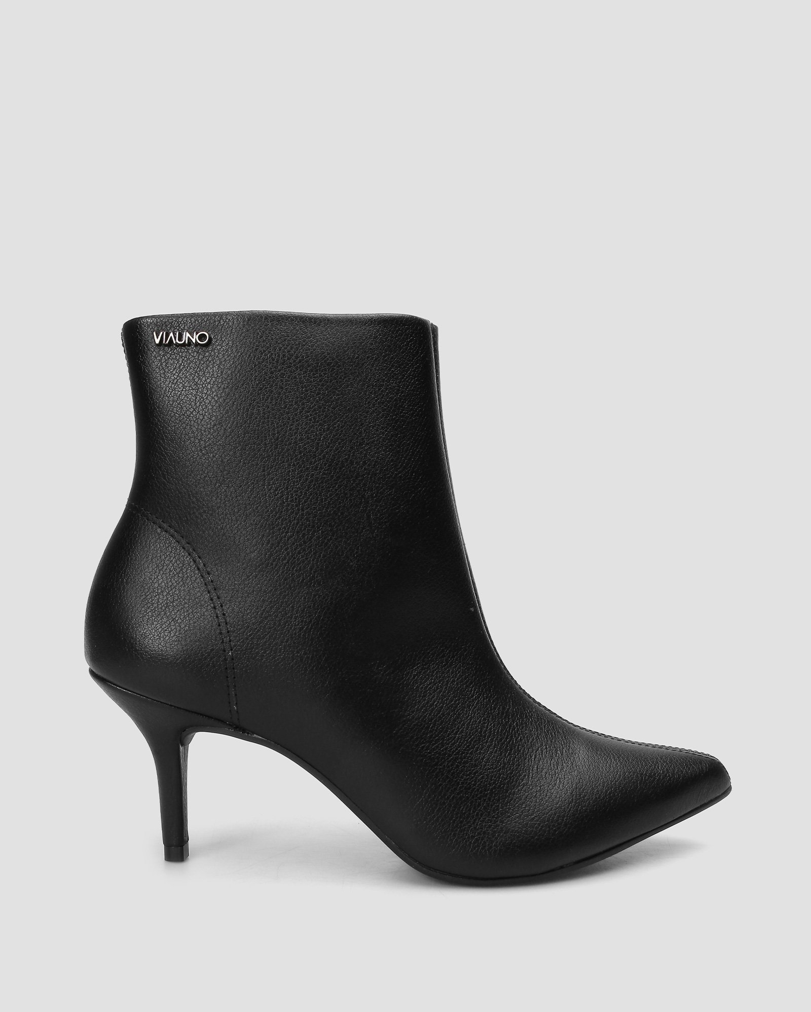 Camurça Preta Bota Cano Curto CamurÃ§a Via Uno Bico Fino Bota Via