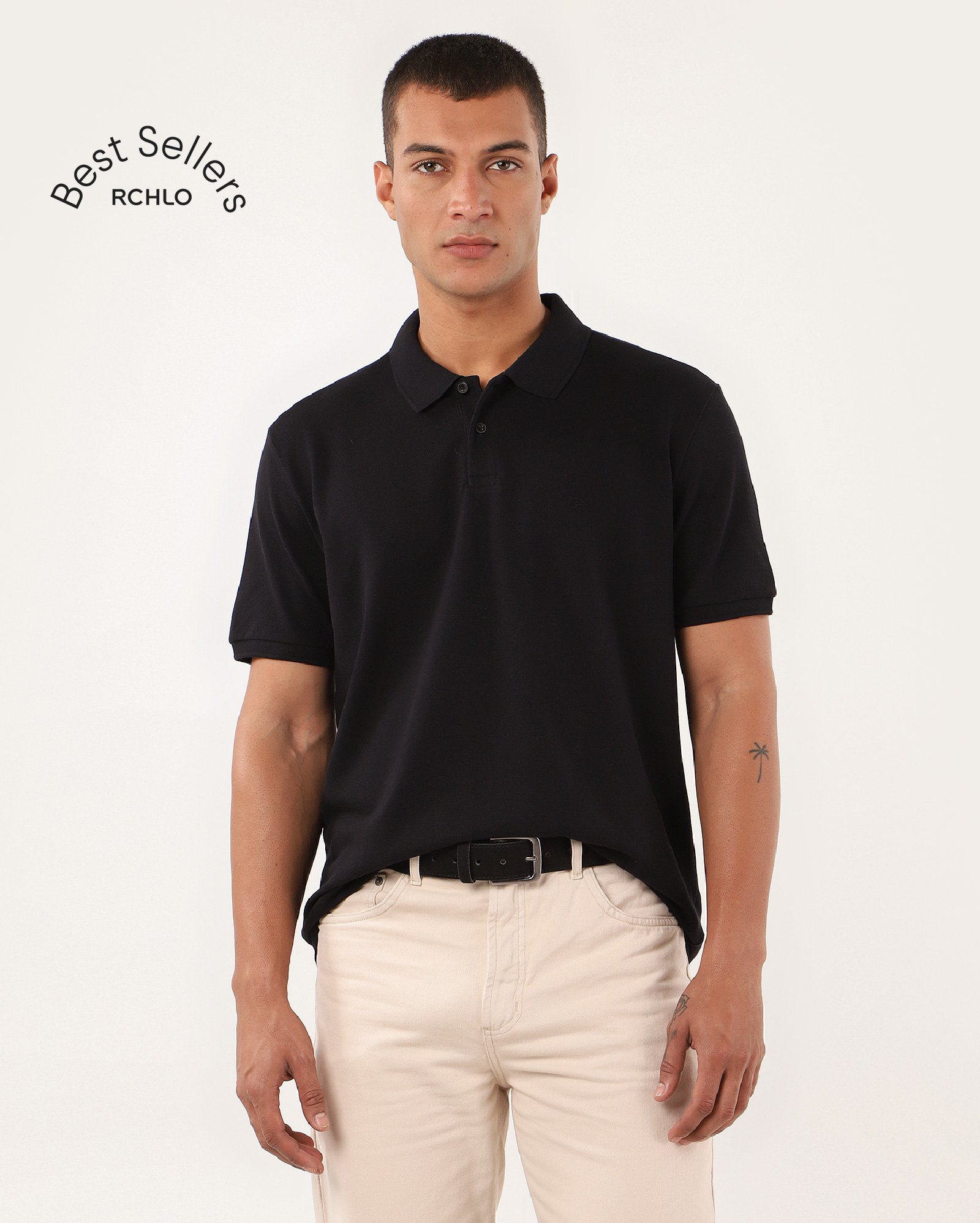 Camisa polo masculina Pool Legacy regular piquet - Preto