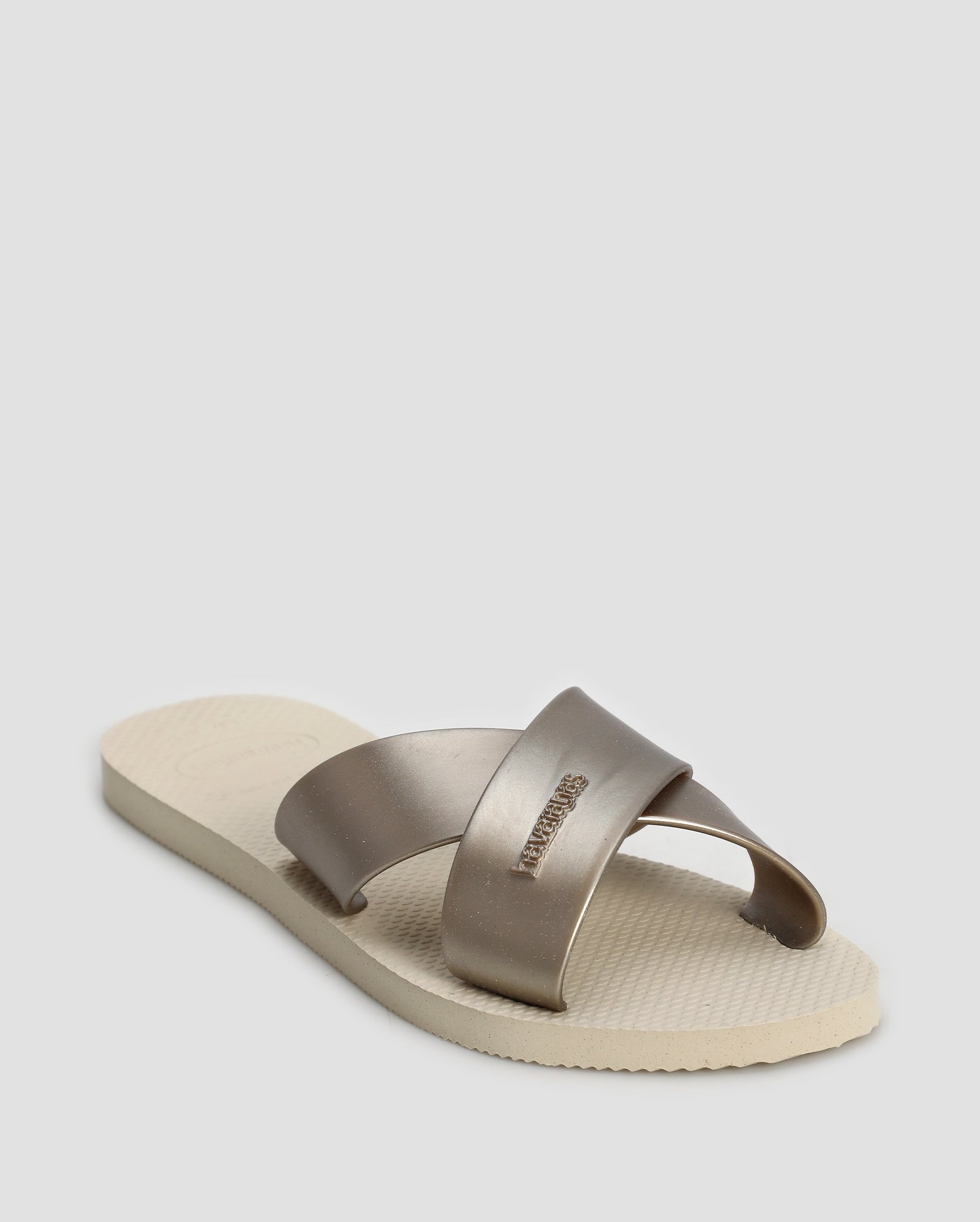Sandália rasteira feminina aqua metallic 4148866 - Bege | Havaiana