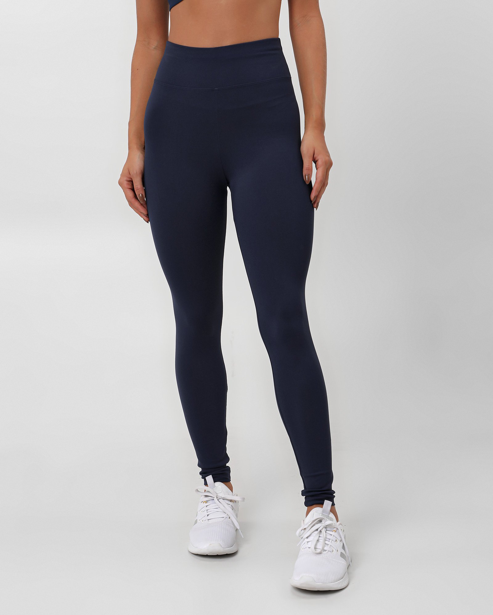 Calça legging esportiva de poliamida cós alto - Azul Escuro | BodyWork by Riachuelo