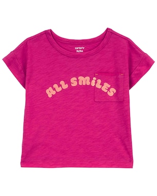 Camiseta infantil com bolso all smiles rosa | Carter's