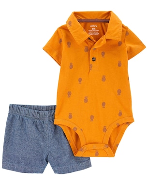 Conjunto curto bebê 2 peças polo abacaxi ribana multicor | Carter's