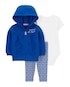 Conjunto longo de moletom bebê 3 peças capuz floral multicor | Carter's