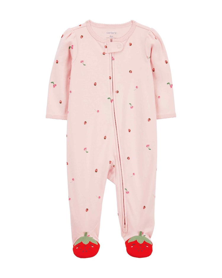 Macacão bebê com pezinho morangos rosa Carter's