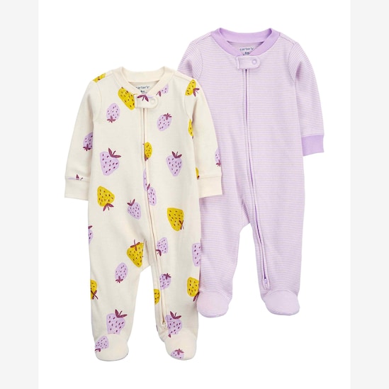 Kit macacão bebê 2 peças morangos listrado multicor | Carter's