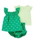 Conjunto curto bebê 3 peças com elástico borboletas verde | Carter's