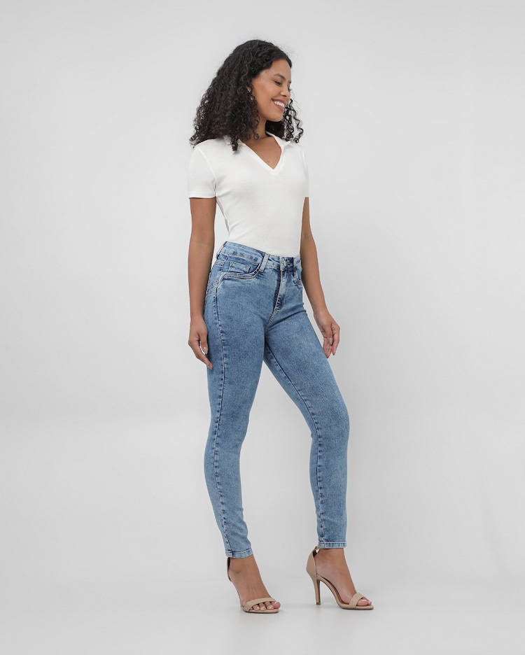 Riachuelo Calça jeans feminina skinny levanta bumbum cintura
