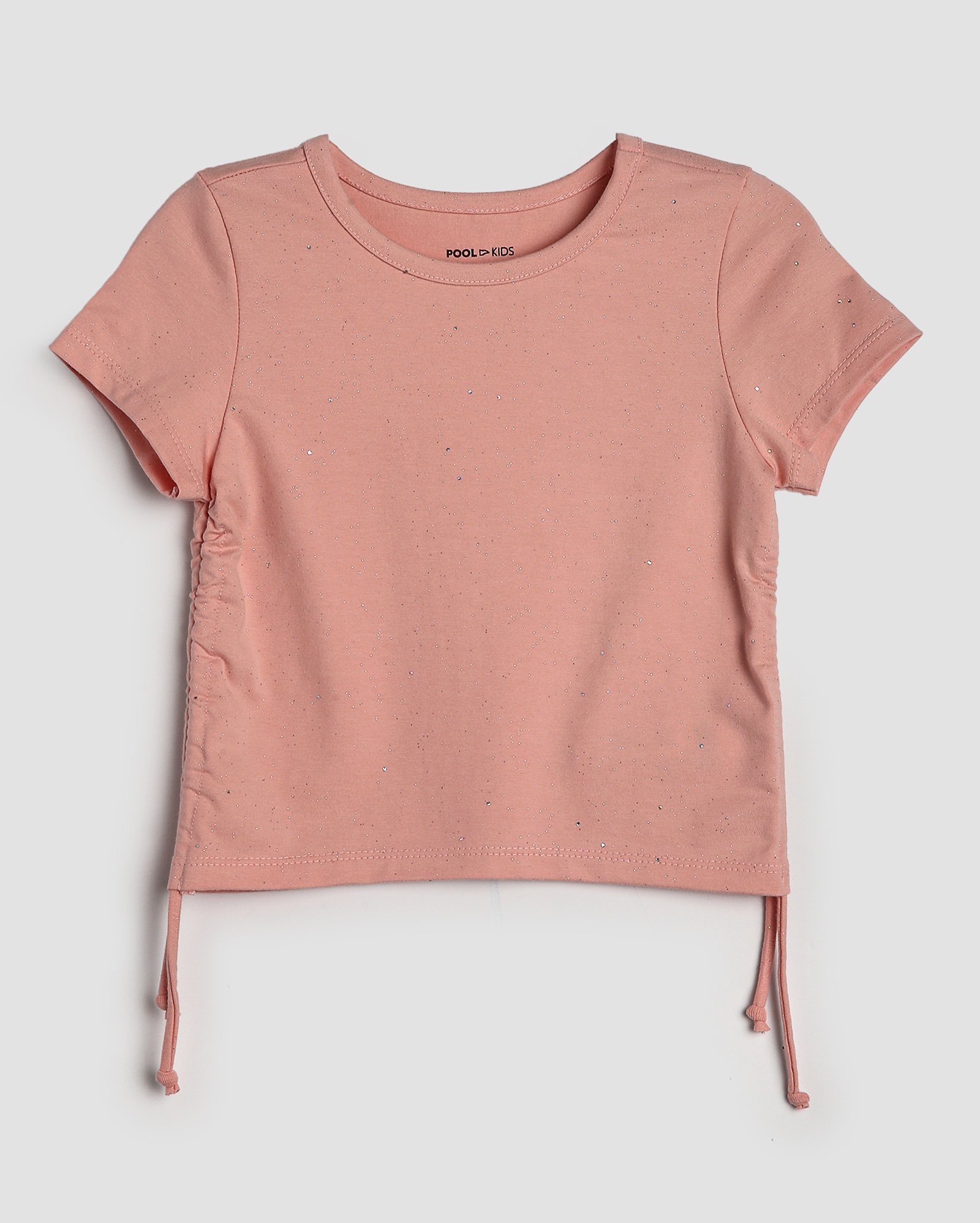 Camiseta cropped infantil ajustável com brilhos 4-10A - Rosa Claro | Pool Kids