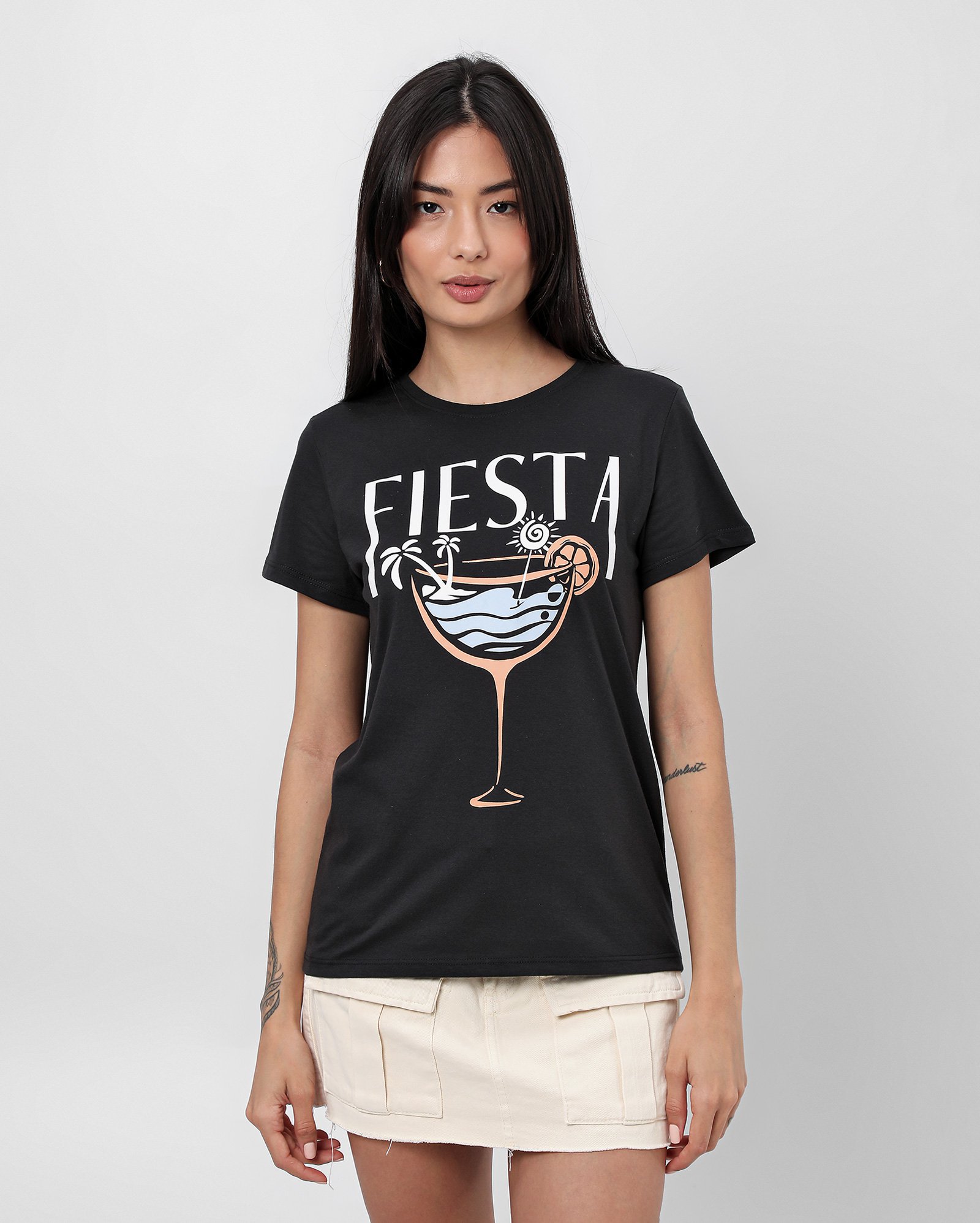 Camiseta feminina fiesta preta | Pool