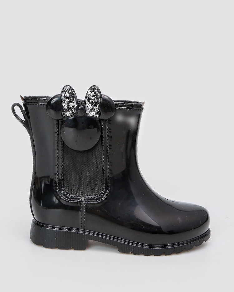 Riachuelo Bota galocha infantil Minnie com laço preta Grendene