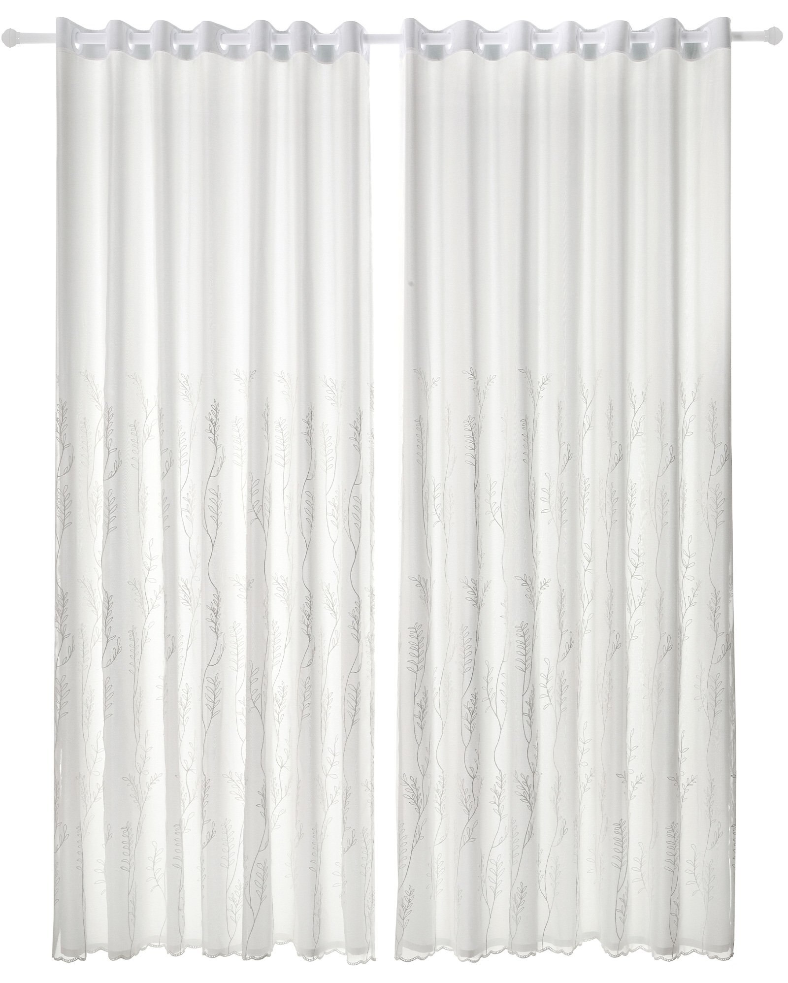 Cortina duplex bordada 170x300cm branca | Casa Riachuelo