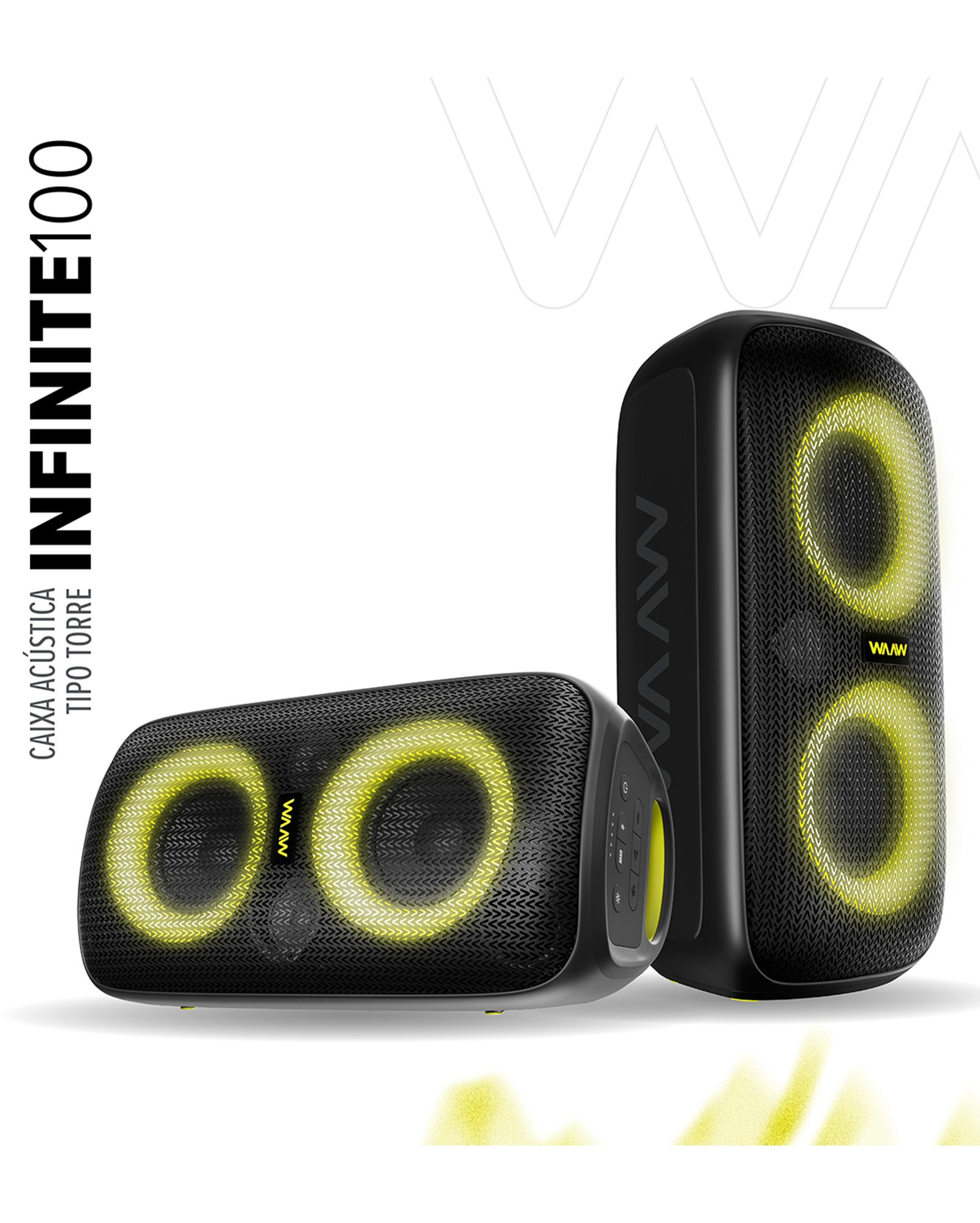 Caixa de som Infinite 100 Bluetooth 160W WAAW0034 preta | WAAW by Alok
