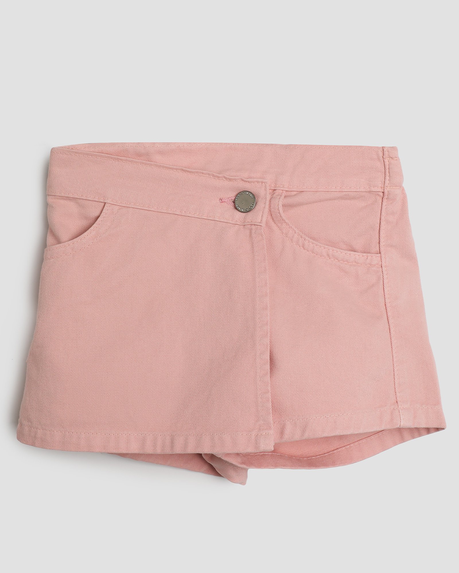 Short-saia jeans infantil transpassado 4-10A rosa | Pool Kids